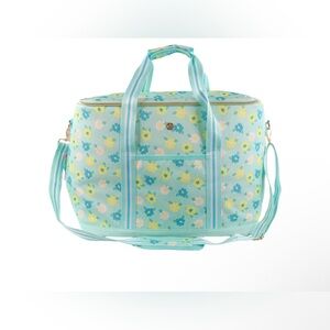 Simply Southern Flower Aqua Blue Cooler Tote Soft Bag Removable Shoulder Strap